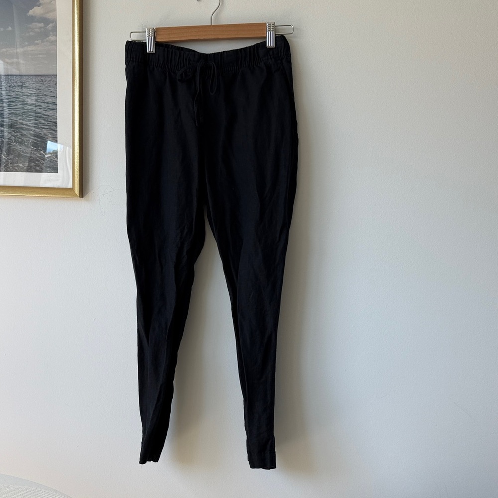 Classic Black Linen Pants with Drawstring